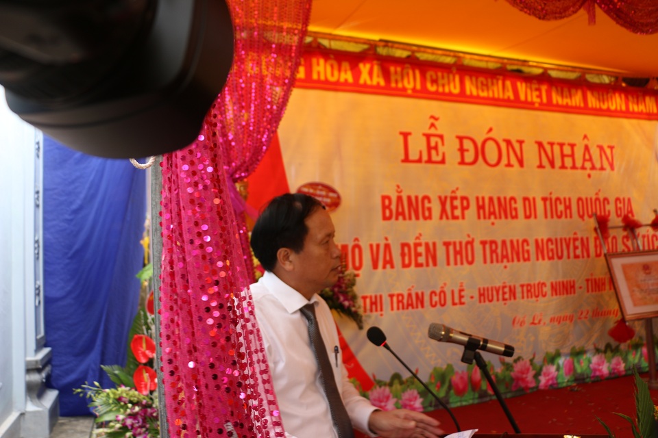 Bài phát biểu của lãnh đạo Cấp ủy, chính quyền tỉnh Nam Định tại Lễ đón nhận Bằng xếp hạng di tích Quốc gia “ Mộ và đền thờ Trạng nguyên Đào Sư Tích”
